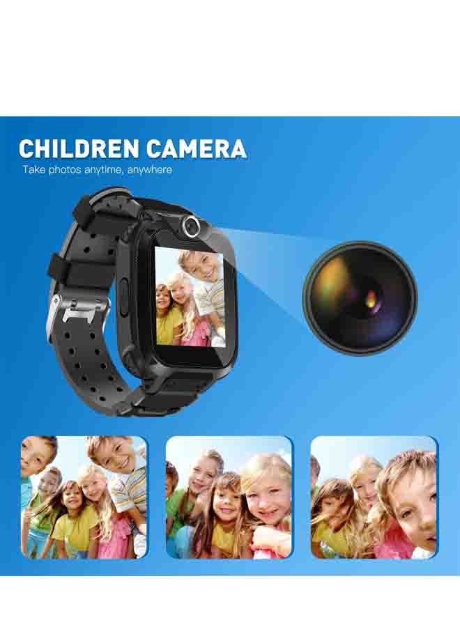 Children's Smartwatch LBS Tracker Intelligent Watch with Call SOS Voice Chat Digital Camera Game SmartWatch for Children Boys Girls Student With Large Touch Screen for Children Birthday Gifts Black