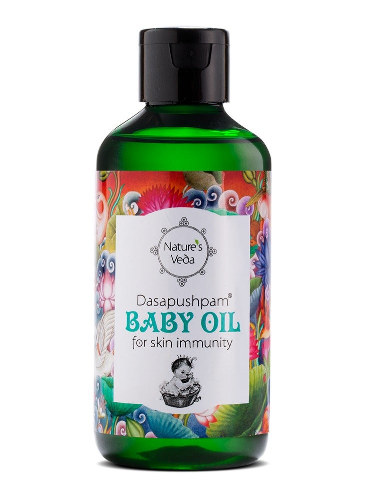 Ayurvedic Natural Dasapushpam Baby Massage Coconut Oil, 200 ML | Nourishing Growth for Newborns | Virgin Coconut Oil Prevents Dry Skin | Skin Immunity Oil | Non-Sticky Formula
