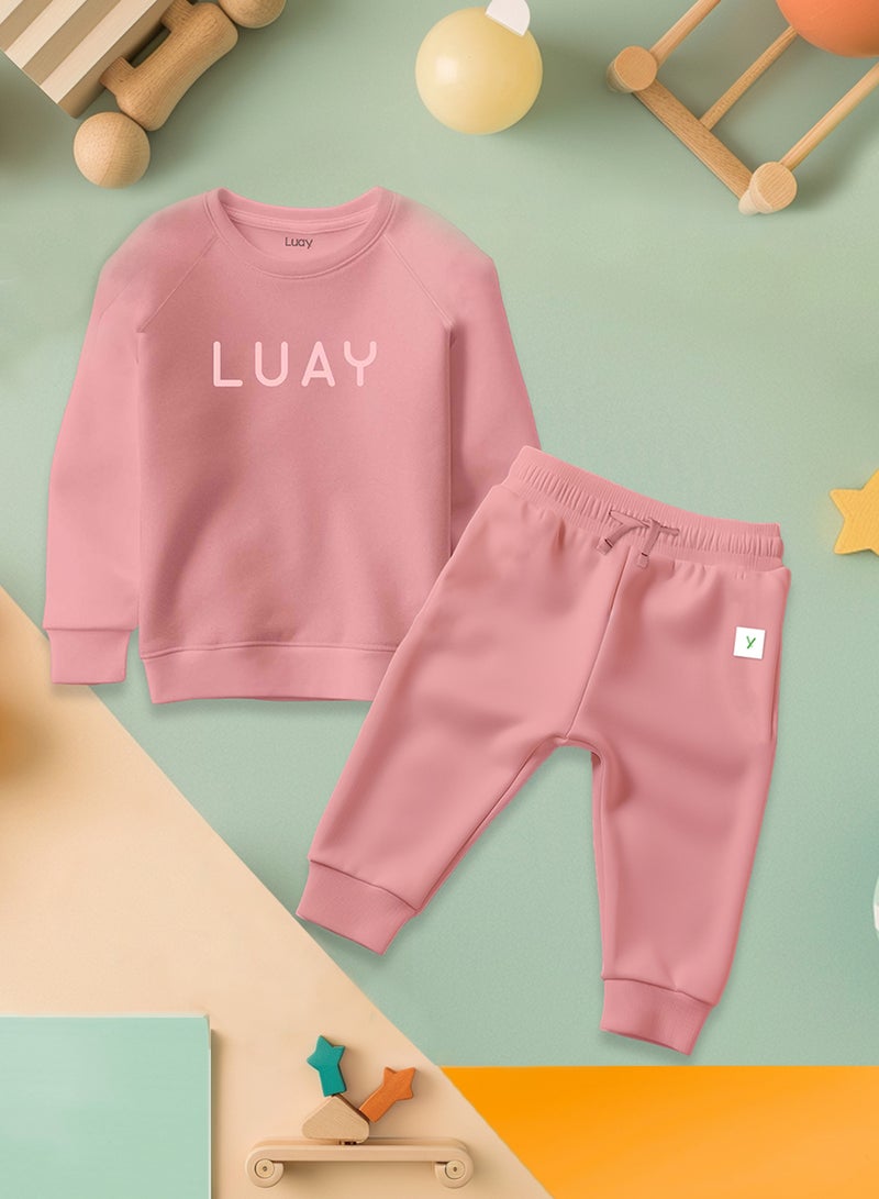 LUAY Unisex 100% Bamboo based Ultra-Soft fabric Sweatshirt_pant Set_Peach