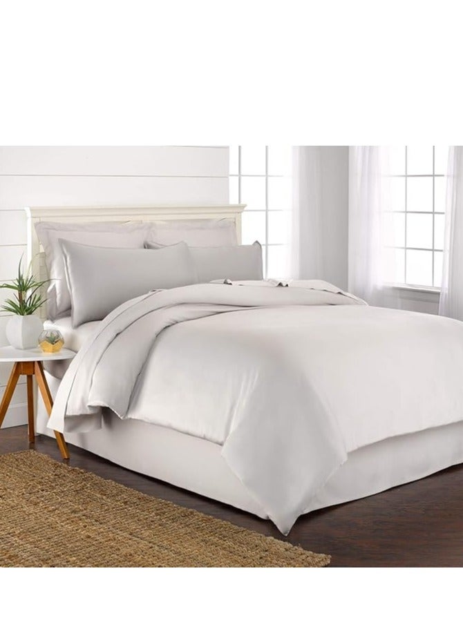 Bamboo Duvet Cover Queen Size 230x220 cm With Button Closing and Corner Ties 400TC Cool, Anti-Allergic, Soft and Silky – White