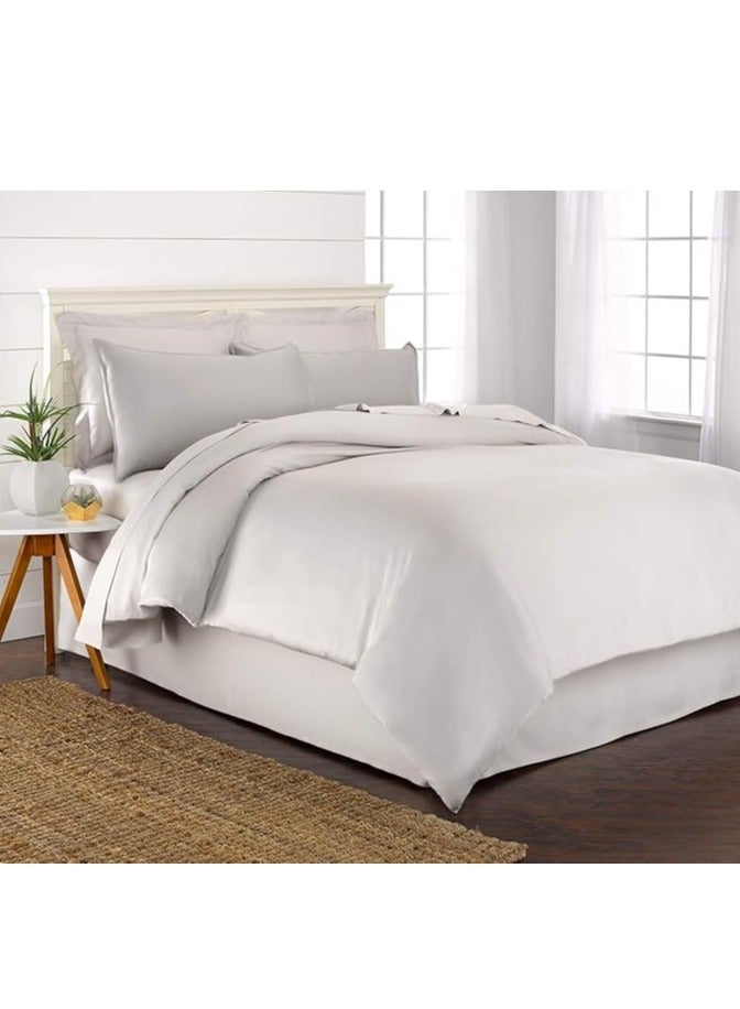 Bamboo Duvet Cover King Size 240x220 cm With Button Closing and Corner Ties 400TC Cool, Anti-Allergic, Soft and Silky – White