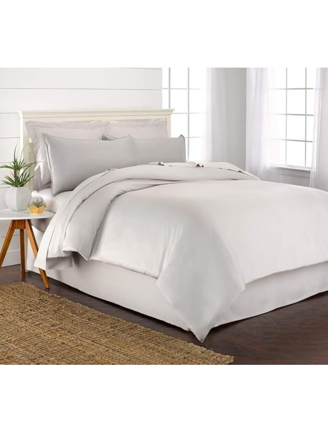 Bamboo Duvet Cover Single Size 160x220 cm With Button Closing and Corner Ties 400TC Cool, Anti-Allergic, Soft and Silky – White