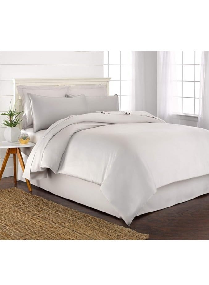 Bamboo Duvet Cover Super King Size 260x220 cm With Button Closing and Corner Ties 400TC Cool, Anti-Allergic, Soft and Silky – White