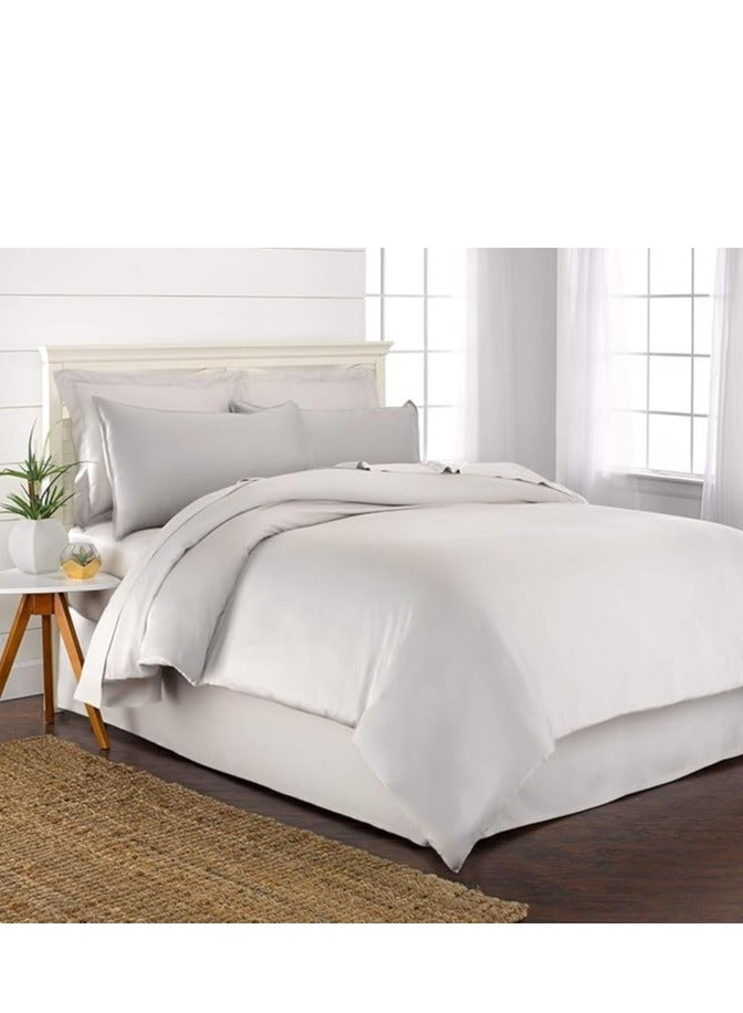 Bamboo Duvet Cover Full Size 200x200 cm With Button Closing and Corner Ties 400TC Cool, Anti-Allergic, Soft and Silky – White