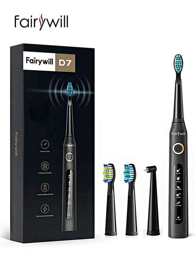 Electric Toothbrush for Adults 5 Modes Powerful Cleaning Whitening 40,000 VPM Sonic Toothbrush Rechargeable 4 Hours for 30 Days Usage 2 Minutes Timer Waterproof IPX7 Black