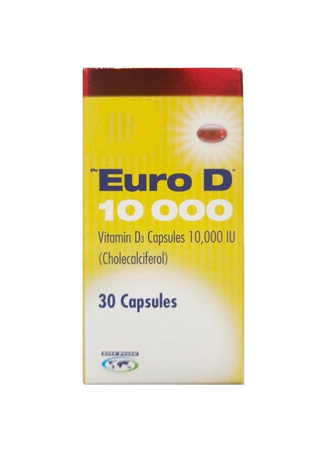 Euro D 10000 Vitamin D3 Capsules 10,000 IU (cholecalciferol) 30 capsules