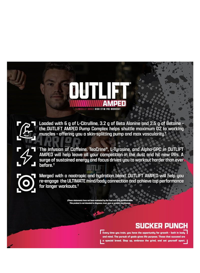 Outlift Amped Max Dosed Pre Workout  Sucker Punch Flavour 22 Serv 434G