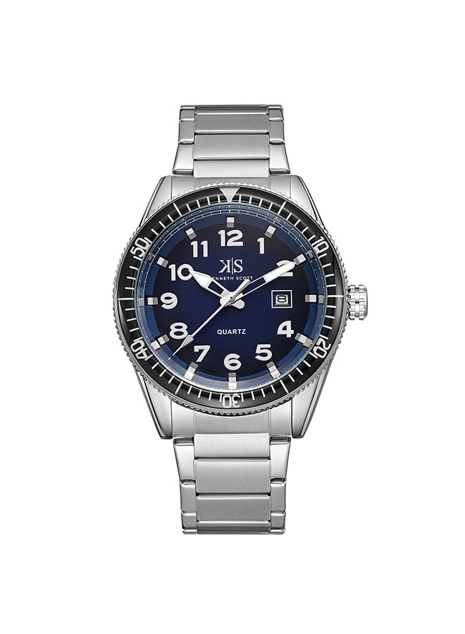 Men's Analog Round Shape Stainless Steel Wrist Watch K23028-SBSN - 44 Mm