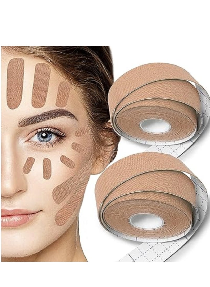 BIGTHREE Wrinkles Face Patches 2 Roll Wrinkle Tape Facial Patches Face Lifting Tape Non-Invasive Wrinkle Remover High Elasticity Wrinkle Forehead Eyes Face Neck Wrinkle Treatment(2.5cm 5m/Roll)