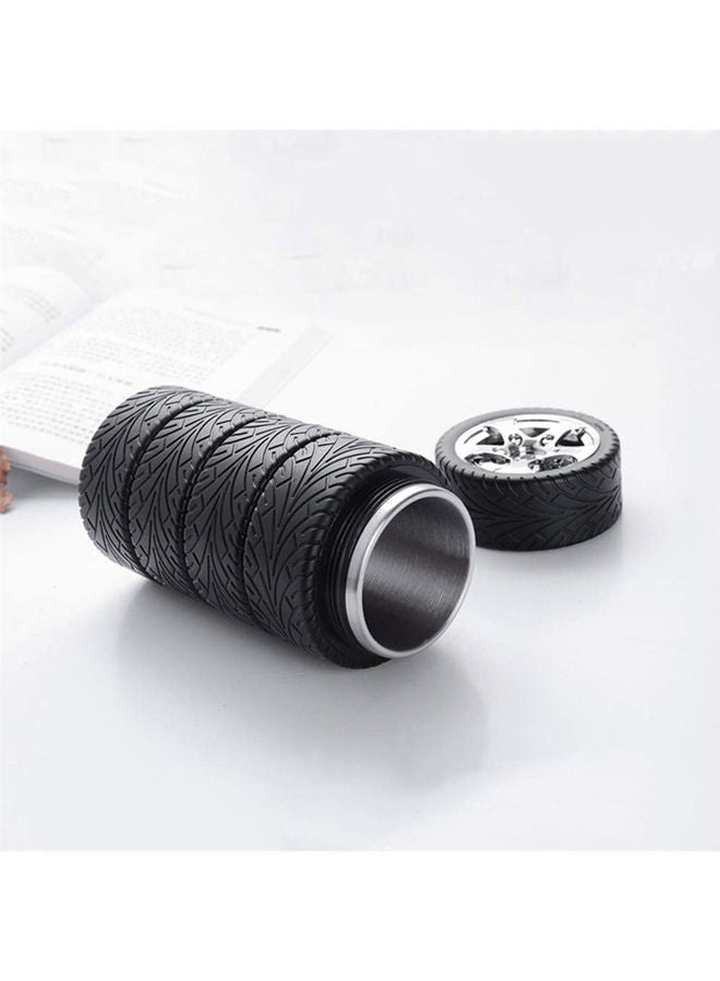 Tire Styling Stainless Steel Inner Tube Thermos With Lid Black/Silver 325ml