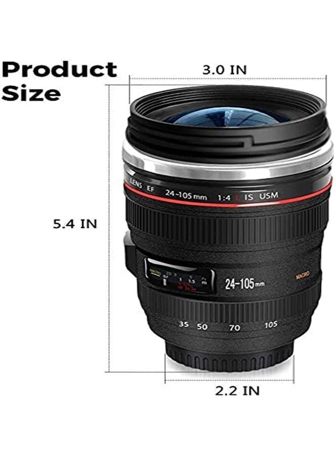 Camera Lens Design Stainless Steel Thermos With Lid Black/Silver/White 200ml