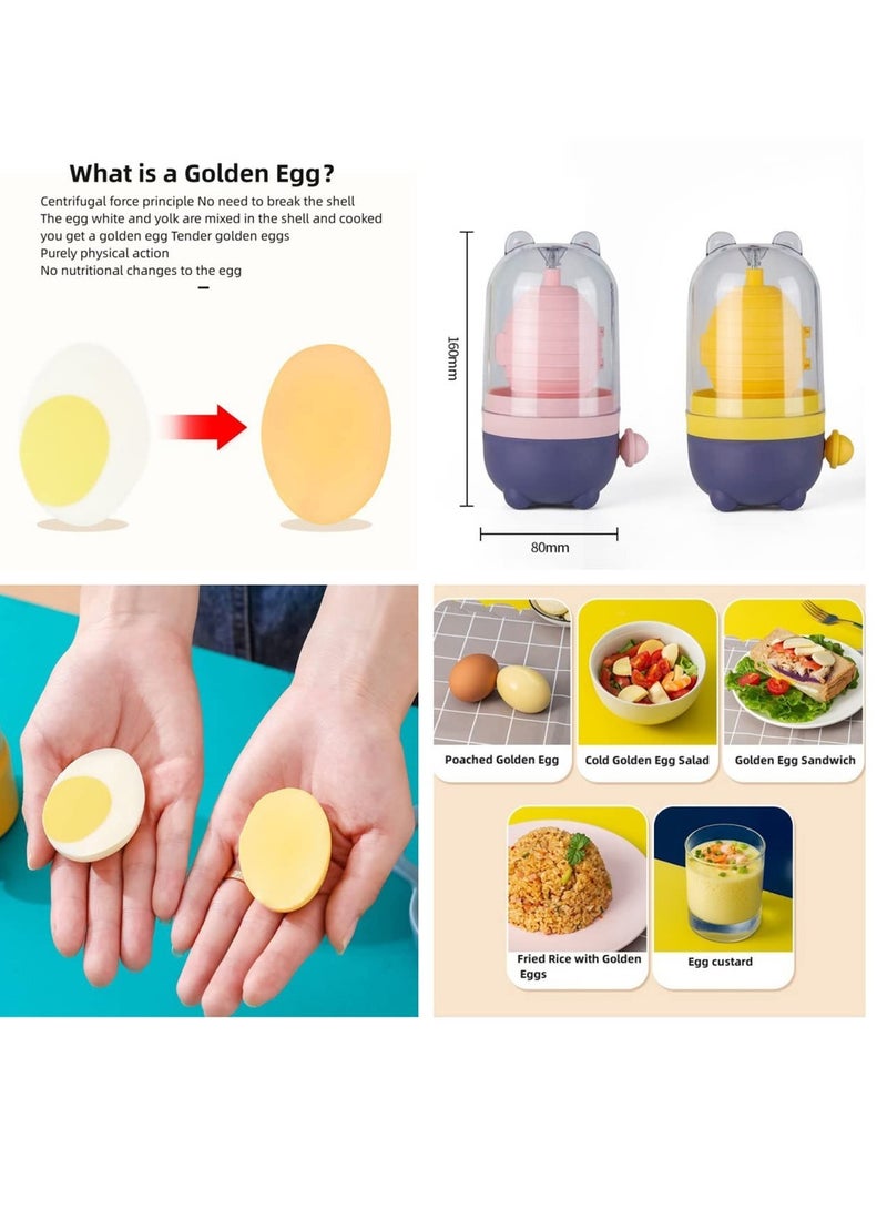 Portable Scrambler, Golden Egg Maker Hand-Pull, Egg Scrambler Shaker, Kitchen Cooking Tools Whisk Spinner Gadgets, Suitable For Making Hard Boiled Eggs