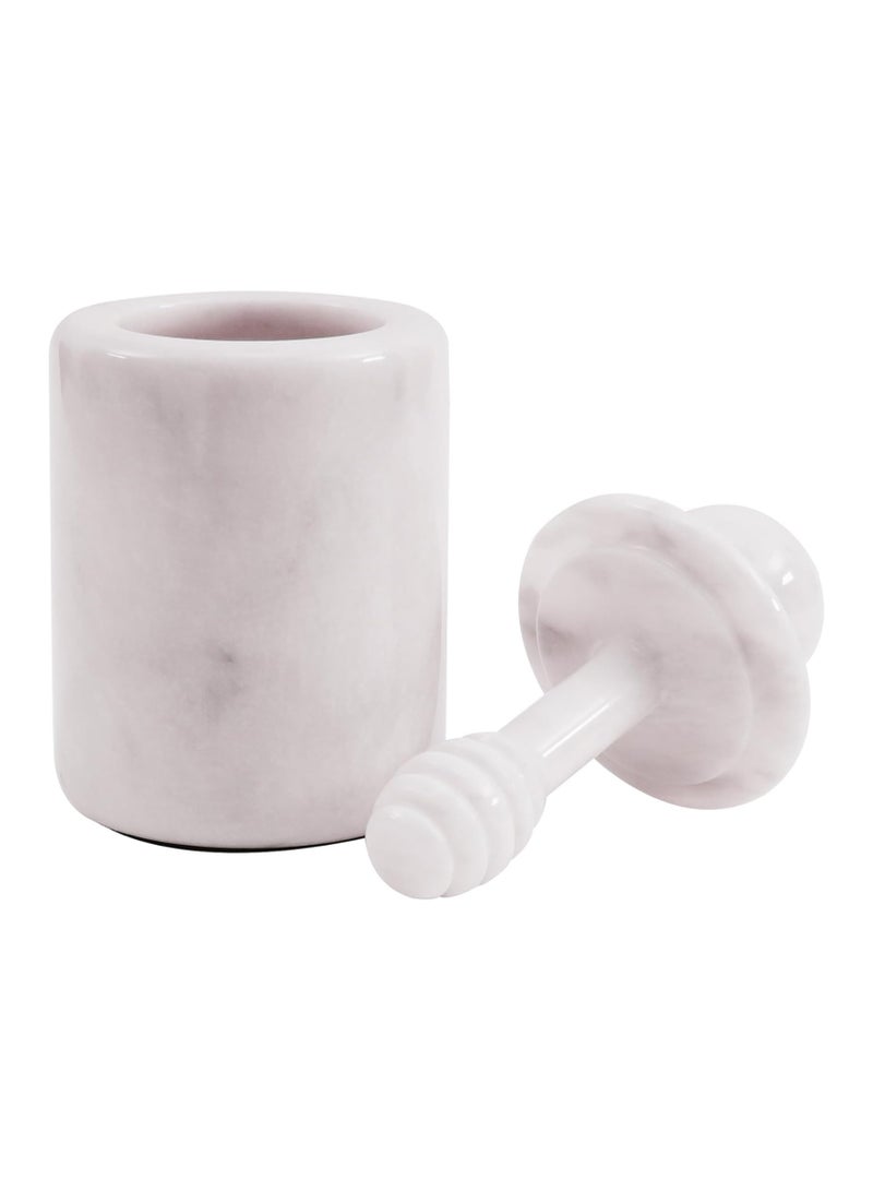 Radicaln Marble Honey Pot 5.5'' Inches White Handmade Honey Jar with Dipper and Lid - Honey Dispenser For Kitchen Tabletop, Mini Honey Jars For Countertop Storage