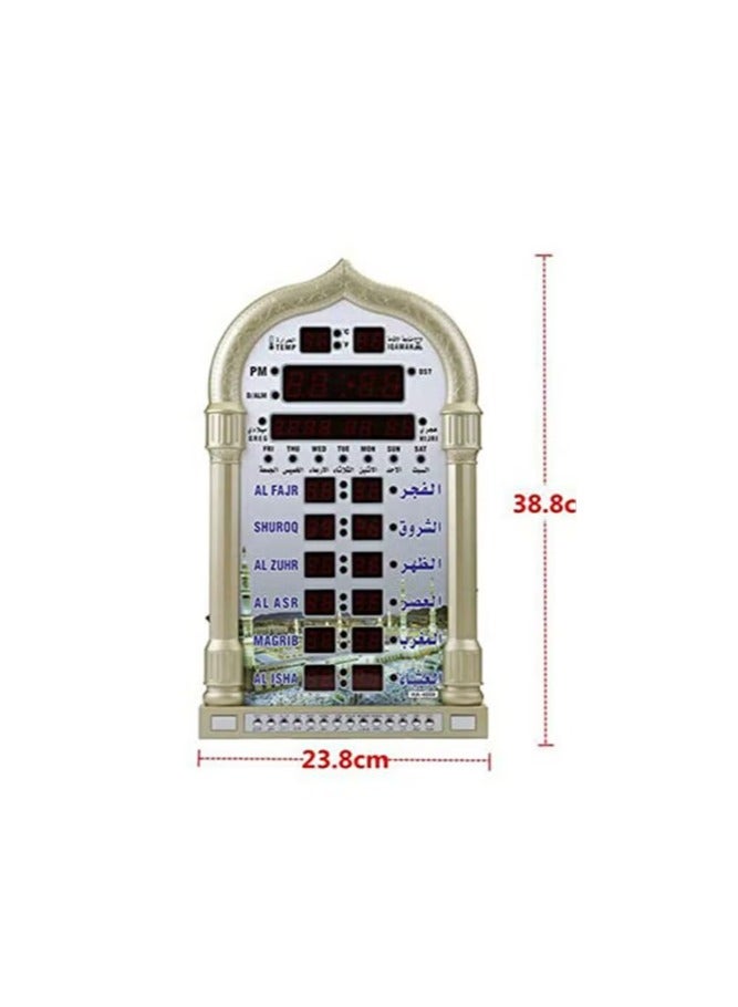 Digital LED Islamic Mosque Azan Clock For Prayer Silver 23.8 x 38.8cm