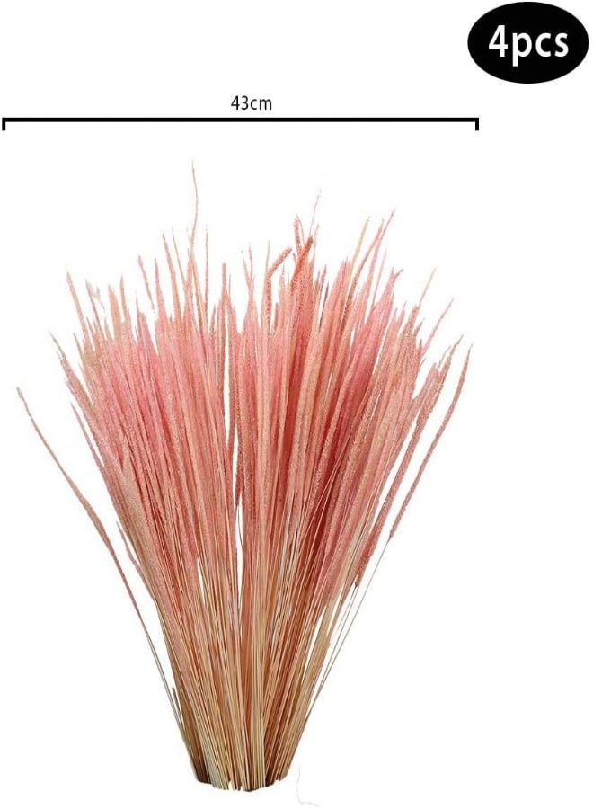 Yatai Pack Of 4 Natural Dried Feather Grass Flowers Spray Preserved Flower Wholesale Dried Pampas Reed Grass Stems For Centerpieces Festival Ornament Party Indoor Flowers Decoration (Pink)