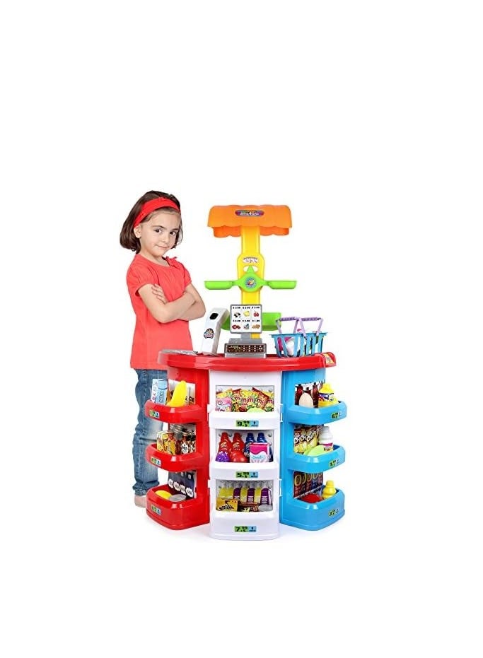 Kids Play Set Mini Super Store Market - Marvelous Market, Pretend Play Cash Register with 32 Play Food Pieces and Accessories, Officially Licensed Kids Toys for Ages 3 Up by Just Play