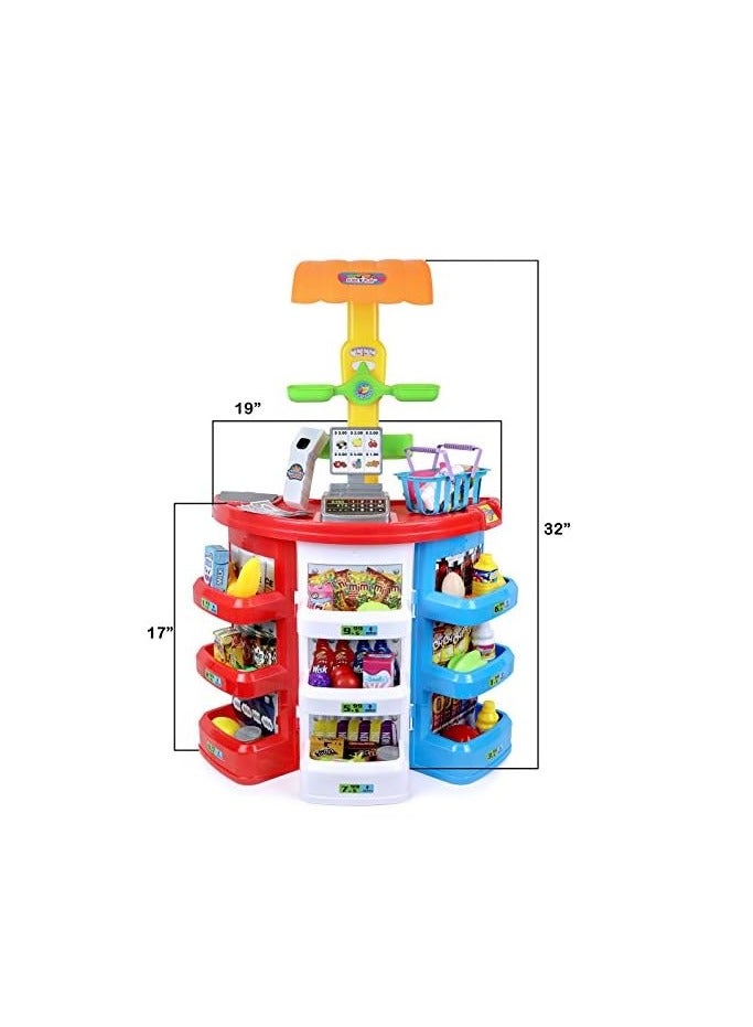 Kids Play Set Mini Super Store Market - Marvelous Market, Pretend Play Cash Register with 32 Play Food Pieces and Accessories, Officially Licensed Kids Toys for Ages 3 Up by Just Play