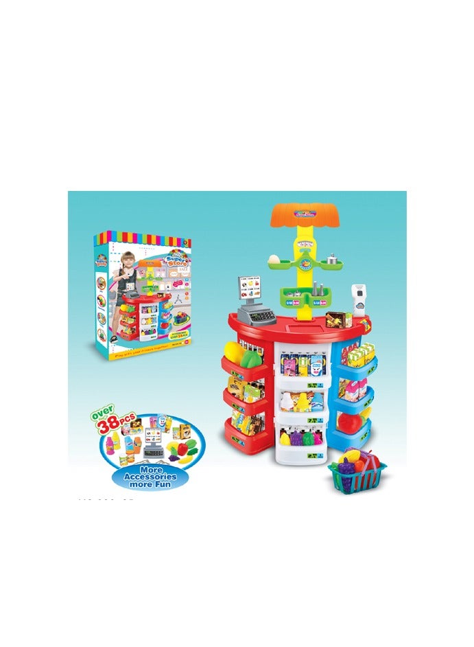 Kids Play Set Mini Super Store Market - Marvelous Market, Pretend Play Cash Register with 32 Play Food Pieces and Accessories, Officially Licensed Kids Toys for Ages 3 Up by Just Play