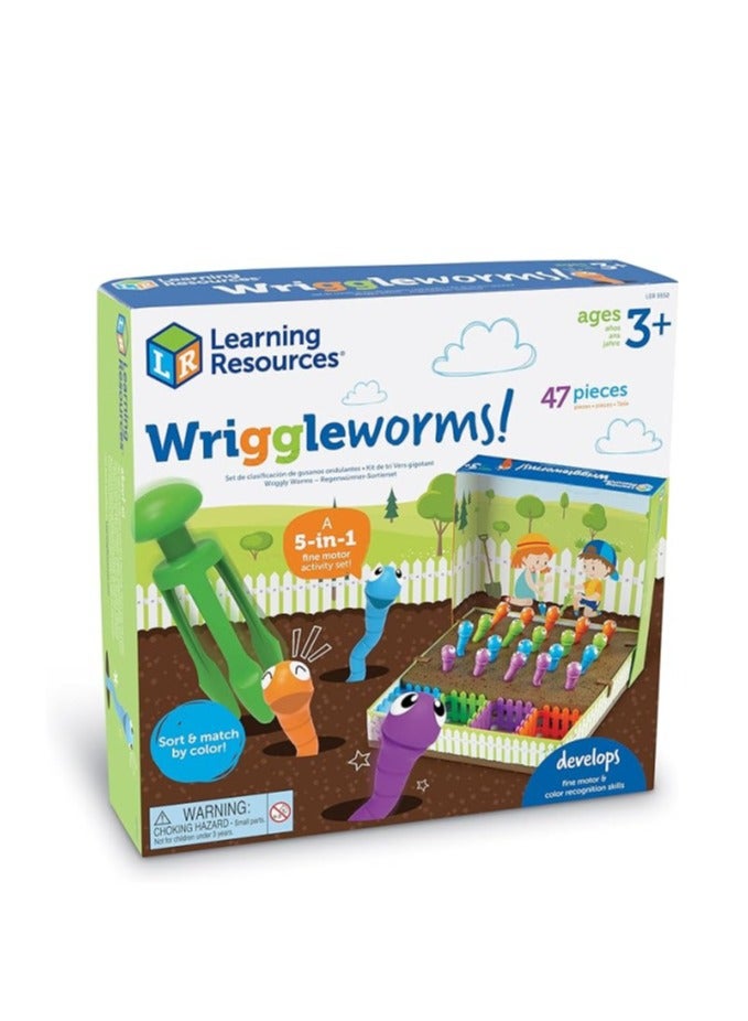 Learning Resources Wriggleworms! Fine Motor Activity Set - 47 Pieces, Ages 3+ Toddler Learning Toys, Develops Toddler's Fine Motor and Color Recognition Skills