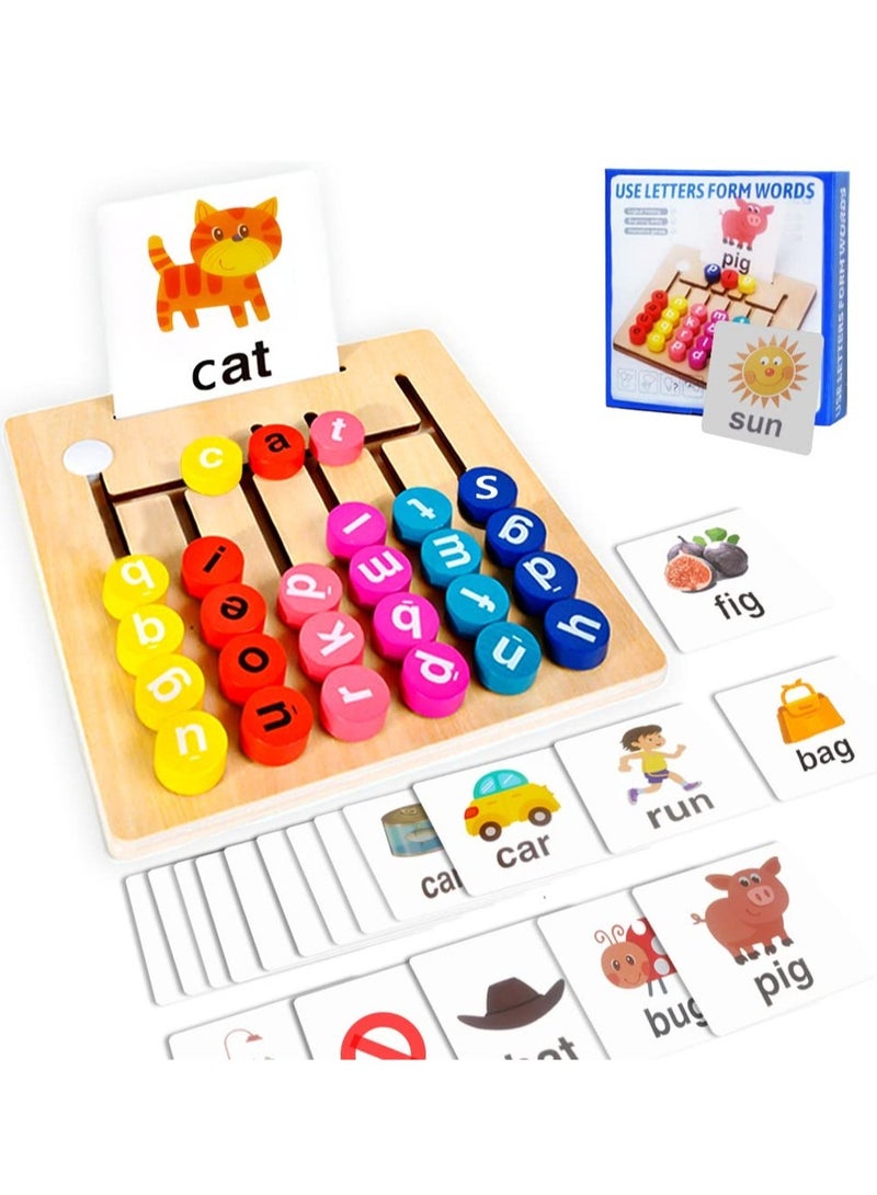 Montessori Toys for Toddlers ,Puzzle Building Blocks CVC Sight Words Game, Alphabet Learning Toy for Preschool Boys Girls