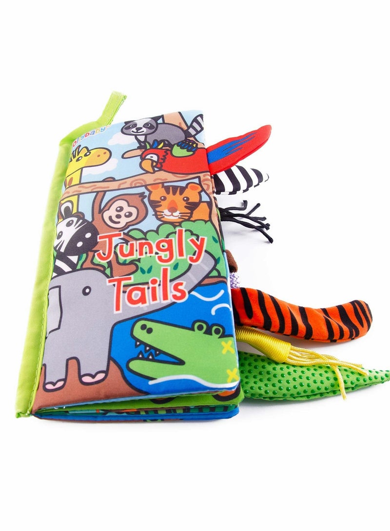 Baby Soft Books, Bath Baby Cloth Book, First Year 3D Animals Tails Crinkle Sensory Touch and Feel Book Fabric Activity