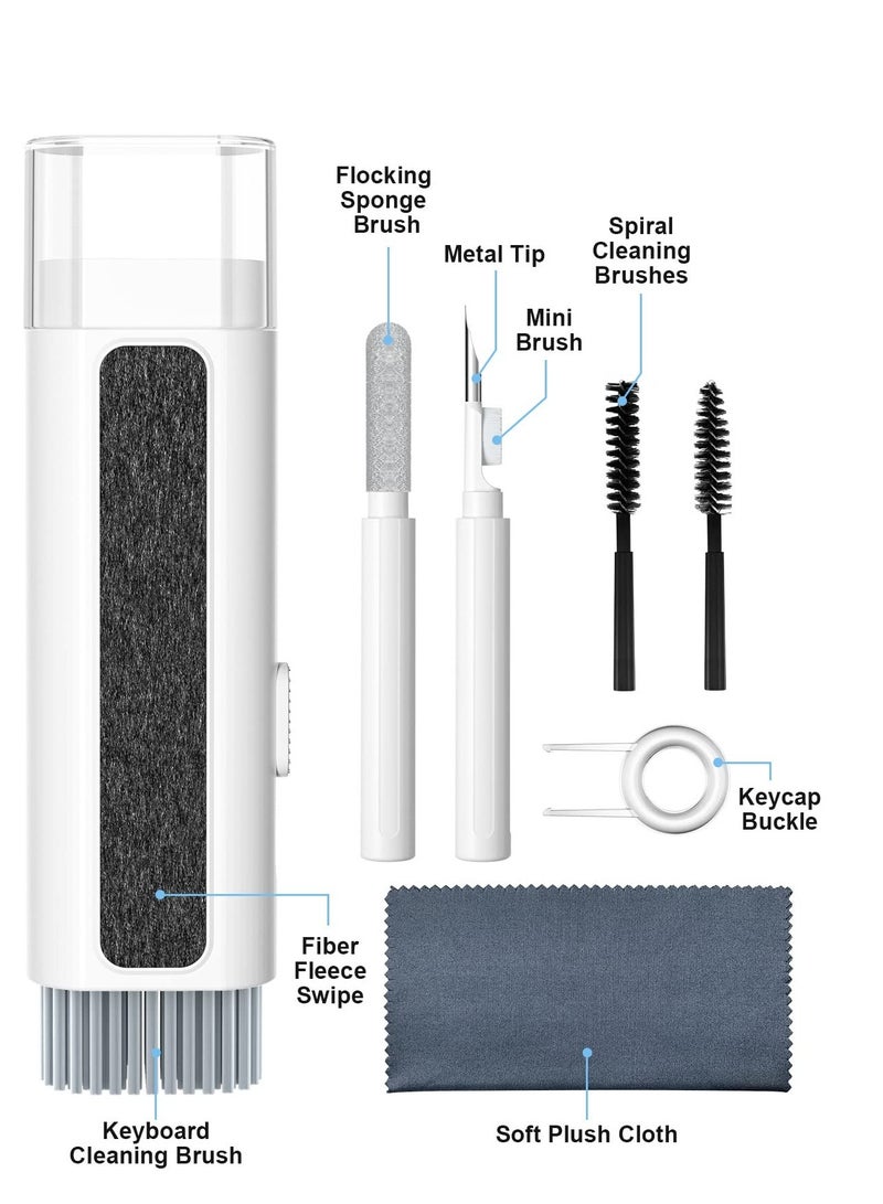 8 in 1 Cleaner Kit, Multi-Function Electronic Cleaner Kit, Keyboard Cleaner Kit with Brush, for Earbud, Phone, Bluetooth, iPad, Earphones, Computer, Camera (White)
