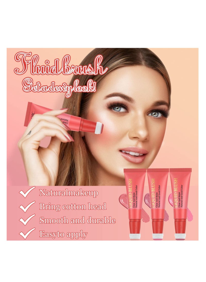 3 Pcs Liquid Blush, Dewy Cheek Tint, Creamy Texture Blush Wand, Natural Makeup, Moisturizing Lightweight Blendable Feel