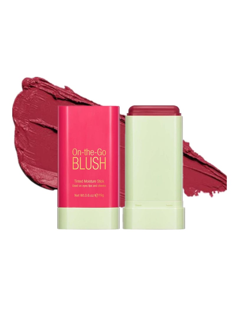 Blush Beauty Wand, Solid Moisturizer Stick, Multi Use Makeup Waterproof Blush Stick, Natural Looking, Suitable for Cheeks Glow Dewy Finish (Hot Red)