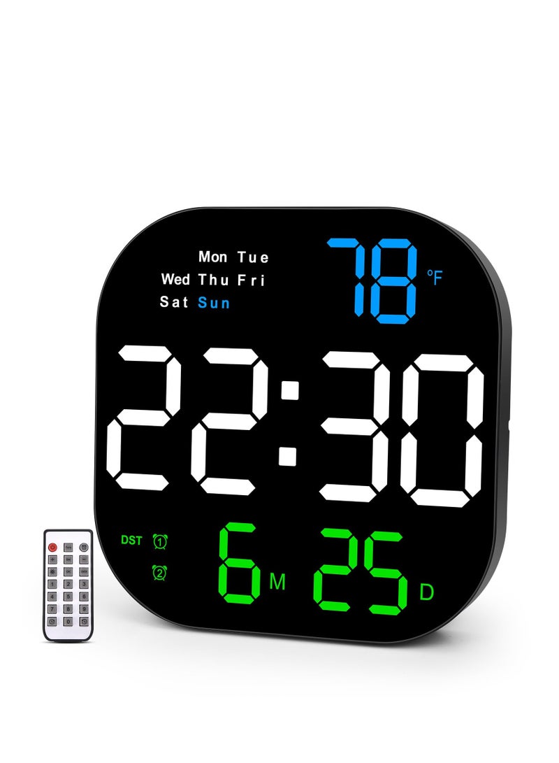 Digital Wall Clock Large Display, Digital Wall Clock with Remote, with Date Week Temperature, 10.55