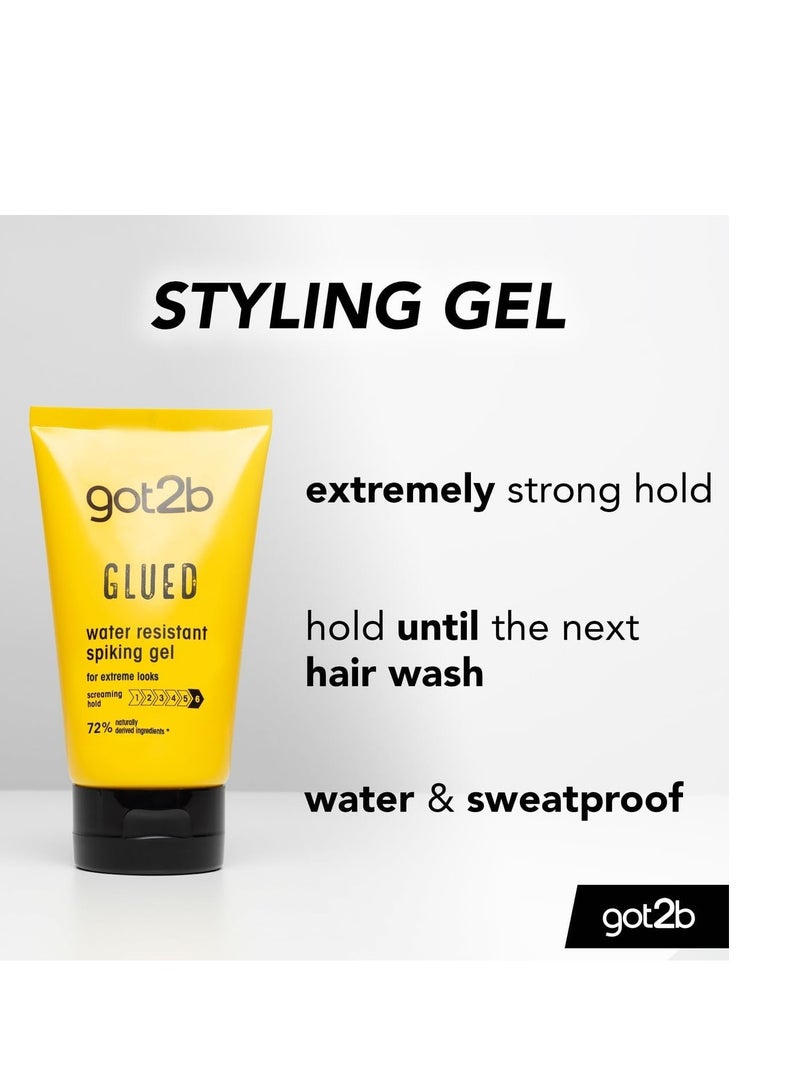 Schwarzkopf got2b Glued Spiking Glue Hair Gel, Water Resistant, Strong Hold for Up to 72 Hours, 150ml pack of 6