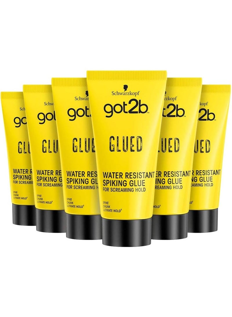 Schwarzkopf got2b Glued Spiking Glue Hair Gel, Water Resistant, Strong Hold for Up to 72 Hours, 150ml pack of 6