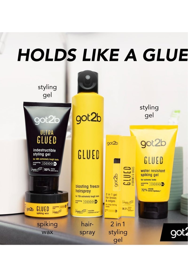 Schwarzkopf got2b Glued Spiking Glue Hair Gel, Water Resistant, Strong Hold for Up to 72 Hours, 150ml pack of 6