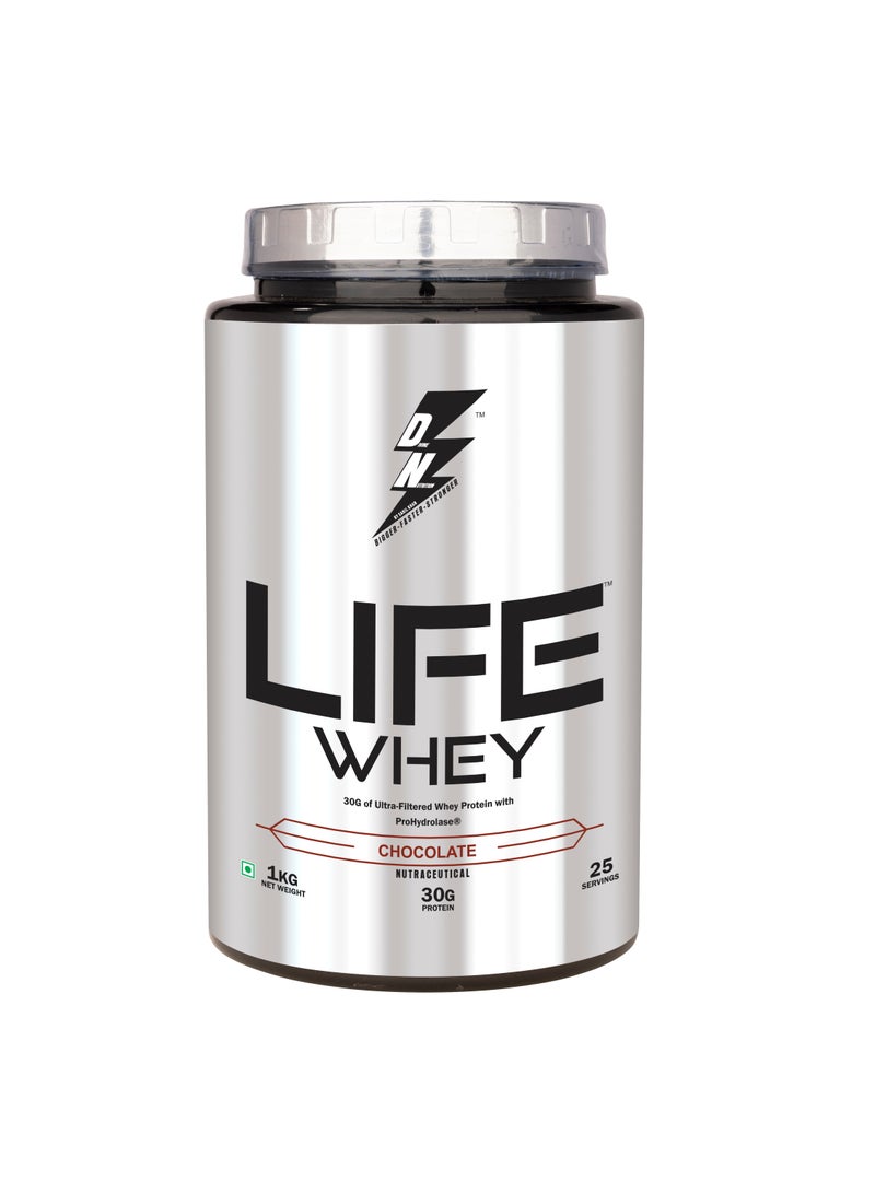 Life Whey Protein with Digest Enzymes 30g Protein per Serving for Muscle Building Support Supplement Powder 25 Servings with Immune Support Double Chocolate 1Kg