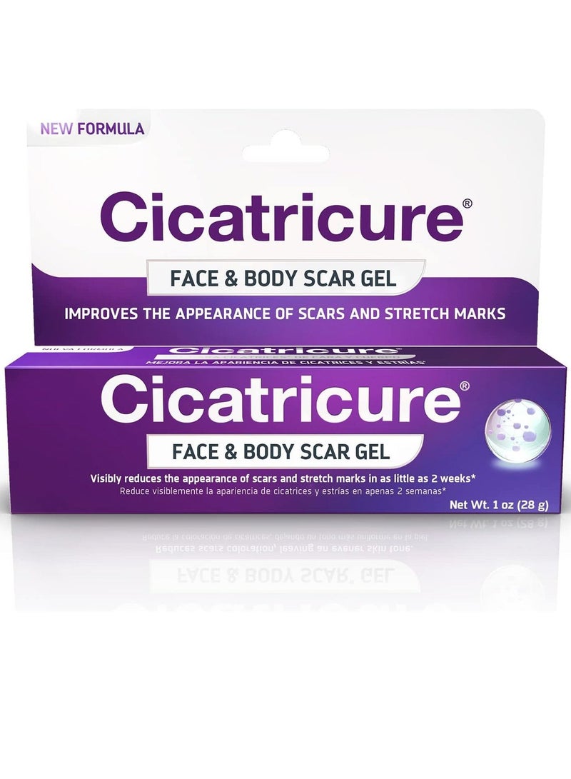 Cicatricure Face & Body Scar Gel, Reduces the Appearance of Old & New Scars, Stretch Marks, Surgery, Injuries, Burns and Acne, 1 Ounce (Packaging May Vary)