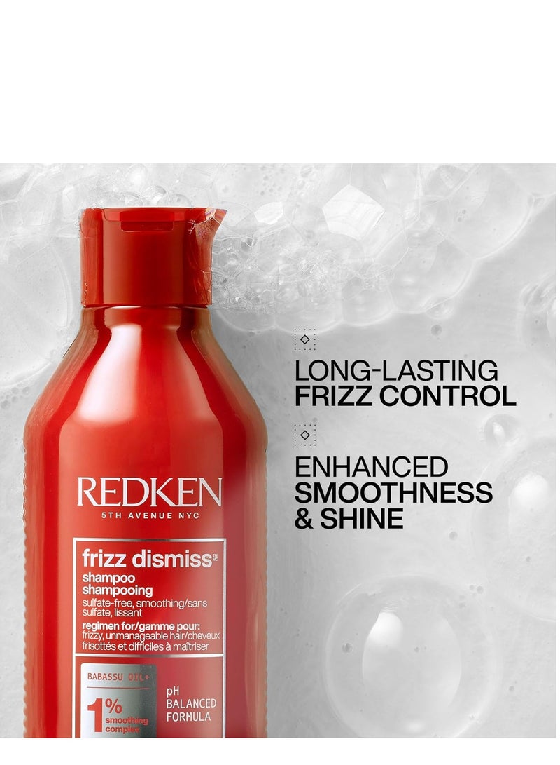 Redken Frizz Dismiss Shampoo | Anti Frizz Shampoo with Humidity Protection | Gently Cleanses, Smooths, and Adds Shine | Weightless Long-Lasting Frizz Control | For Frizzy Hair | Sulfate Free