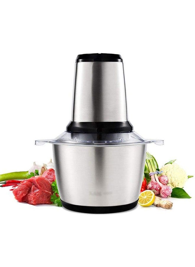 Electric Stainless Steel Food Chopper With Stainless Steel Bowl, Quad Blade, Mincer & Grinder Function 3.0 Liter 400W