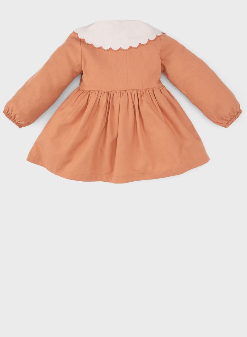 Baby Girl Floral Long Sleeve Twill Dress