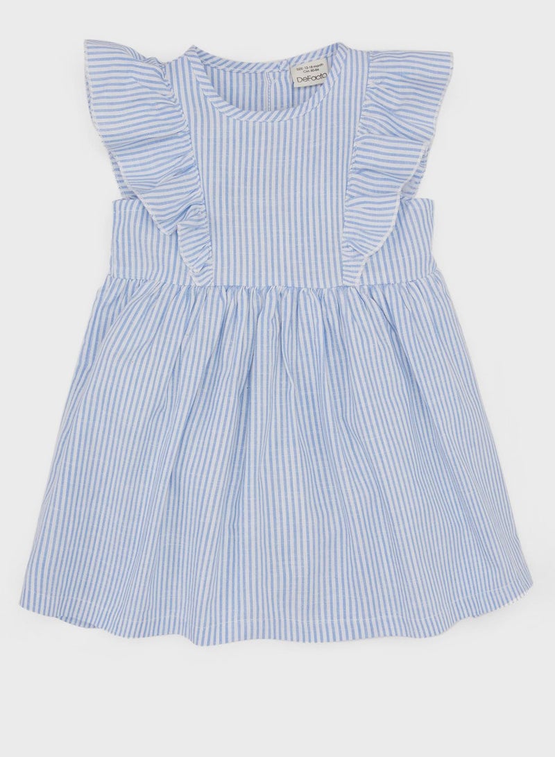 Baby Girl Checkered Sleeveless Linen Look Dress