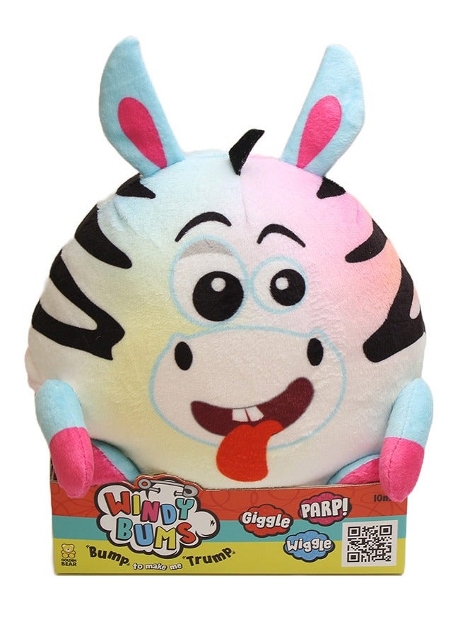 Windy Zebra Cheeky Trumping Toy Funny Gift Cuddly Zebra Stuffed Toy Parps, Wiggles and Giggles Funny Sounds and Moves Around, Silly Fun for Everyone.