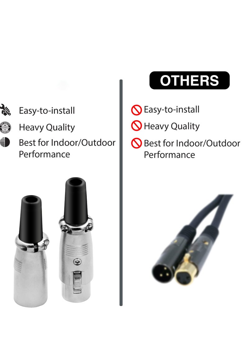 10 Pieces 3 Pin XLR Male Female Microphone Audio Cable Connector, 5 Male and 5 Female XLR Mic Snake Plug, Microphone Audio Socket for High Conductivity and Ultra-Low Noise