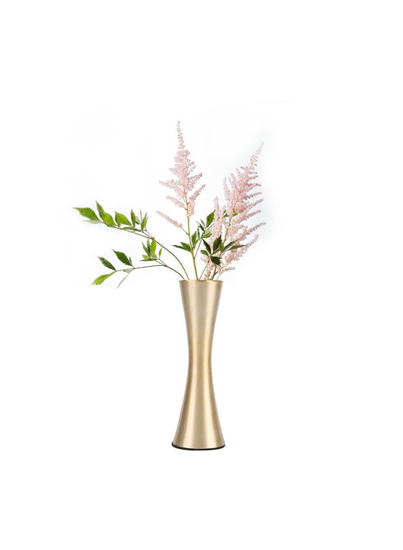 Brass-Toned Metal Vase, Metal Retro Vase, Modern Decorative Small Flower Vase for Wedding Party Dinner Restaurant Hotel Decoration