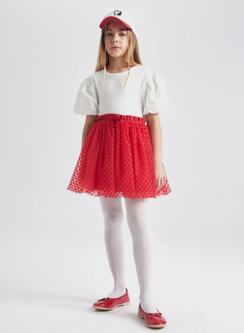 Girl Tulle Red Skirt With Elastic Waist