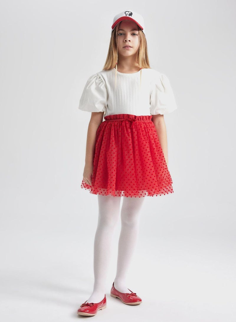Girl Tulle Red Skirt With Elastic Waist