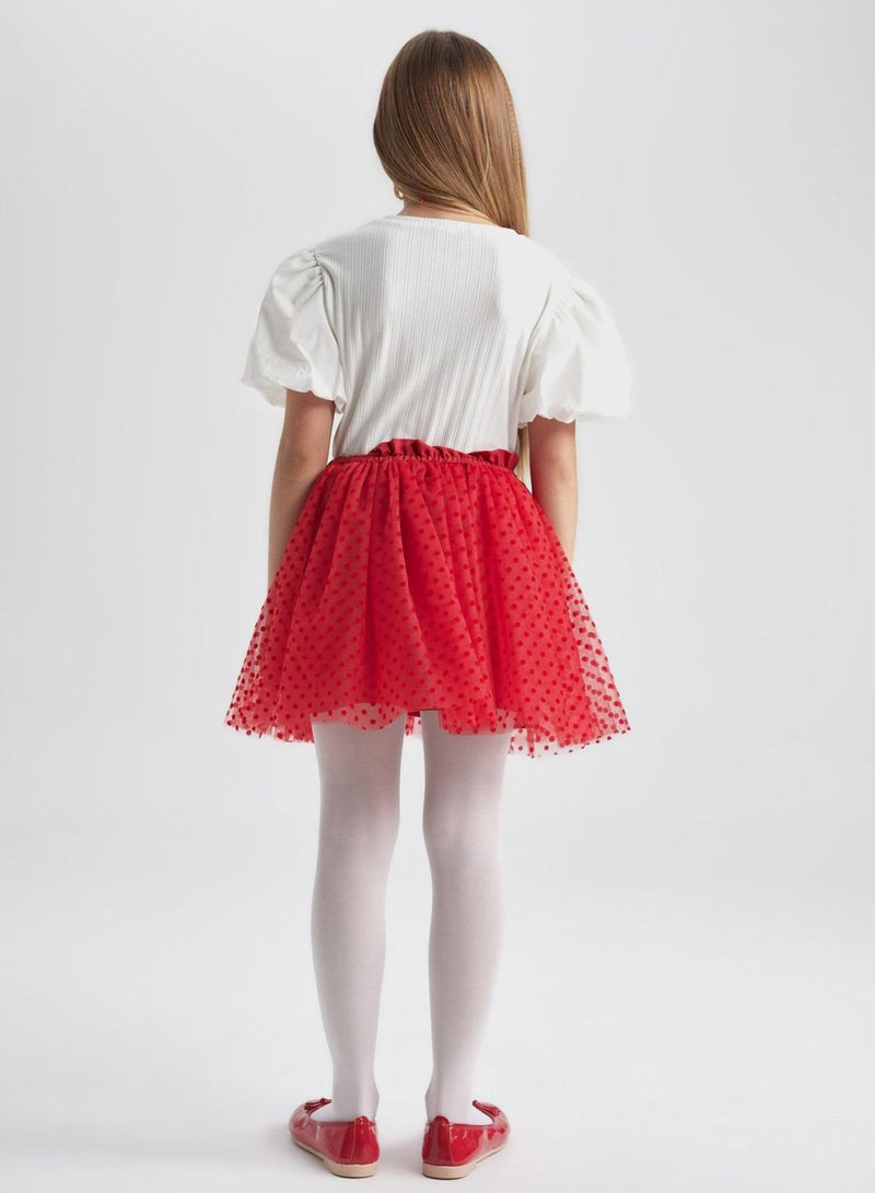 Girl Tulle Red Skirt With Elastic Waist