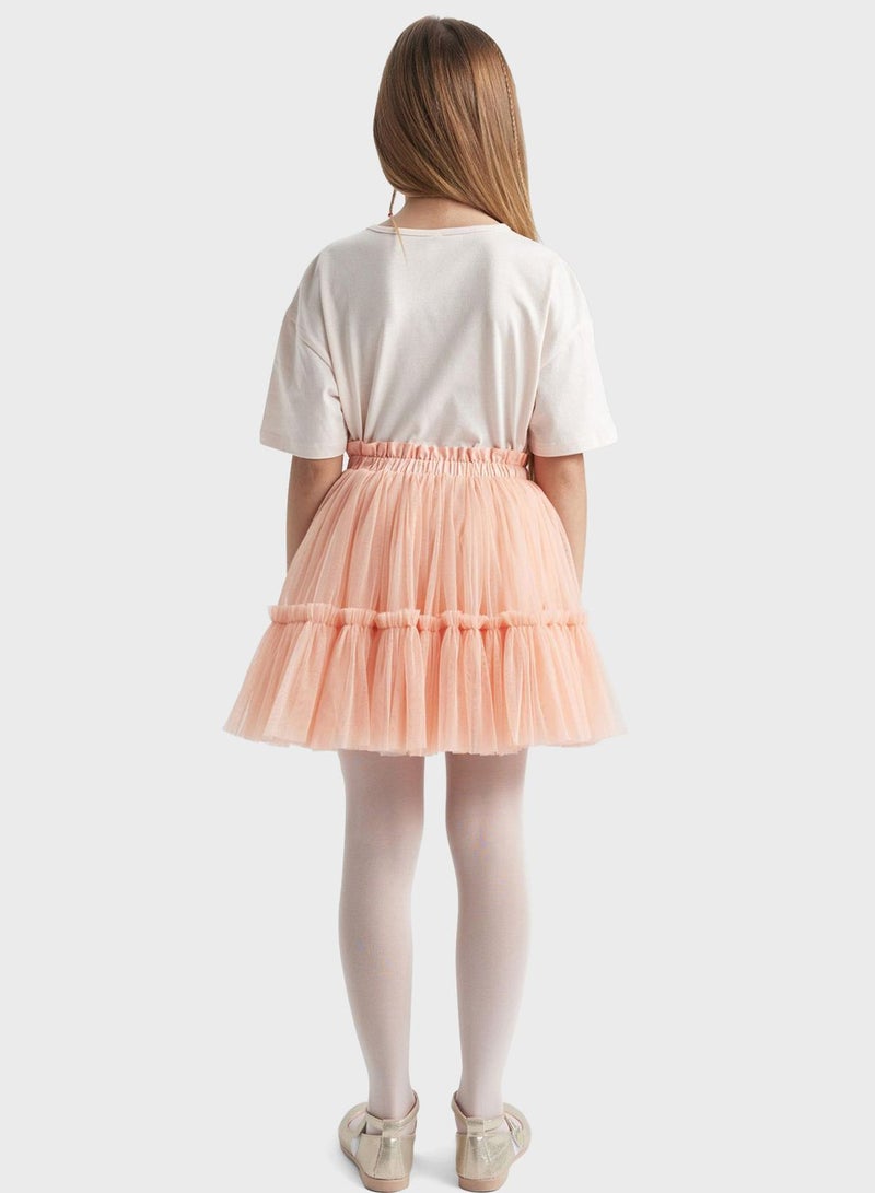 Girl Elastic Waisted Tulle Skirt