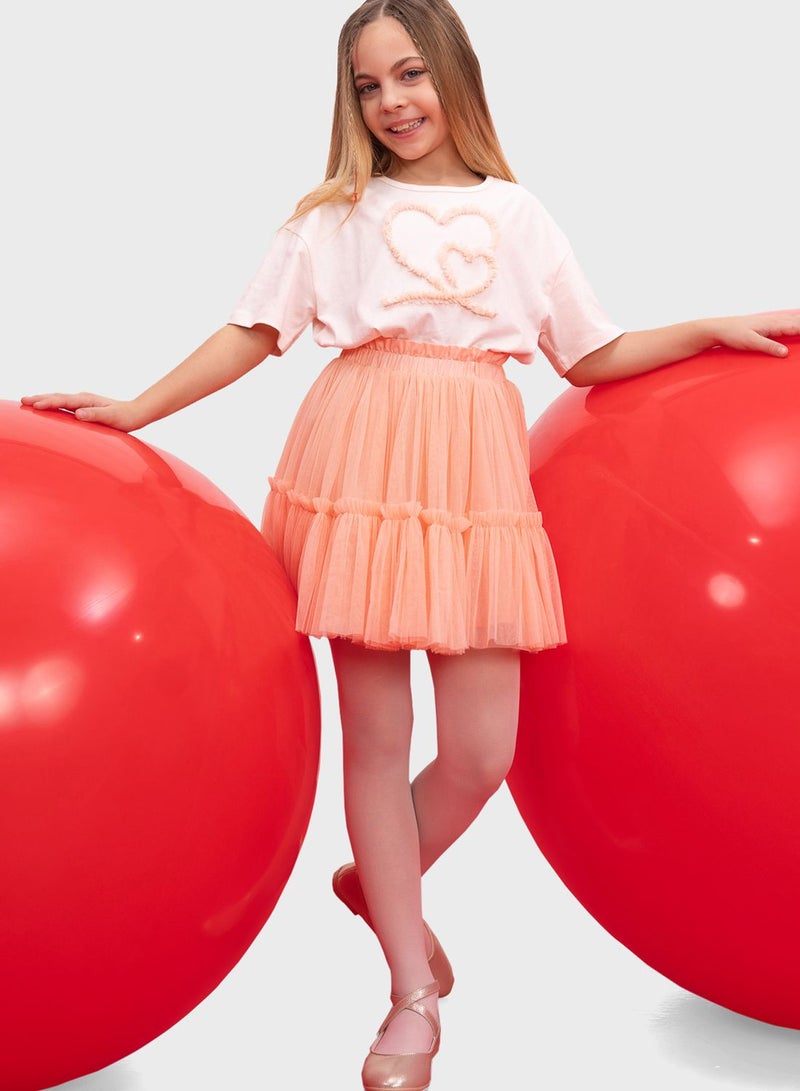 Girl Elastic Waisted Tulle Skirt