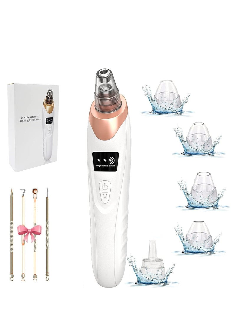 Newest Blackhead Remover Pore Vacuum Upgraded Facial Pore Cleaner 5 Suction Power 5 Probes USB Rechargeable Blackhead Vacuum Kit Electric Acne Extractor Tool for Women and Men