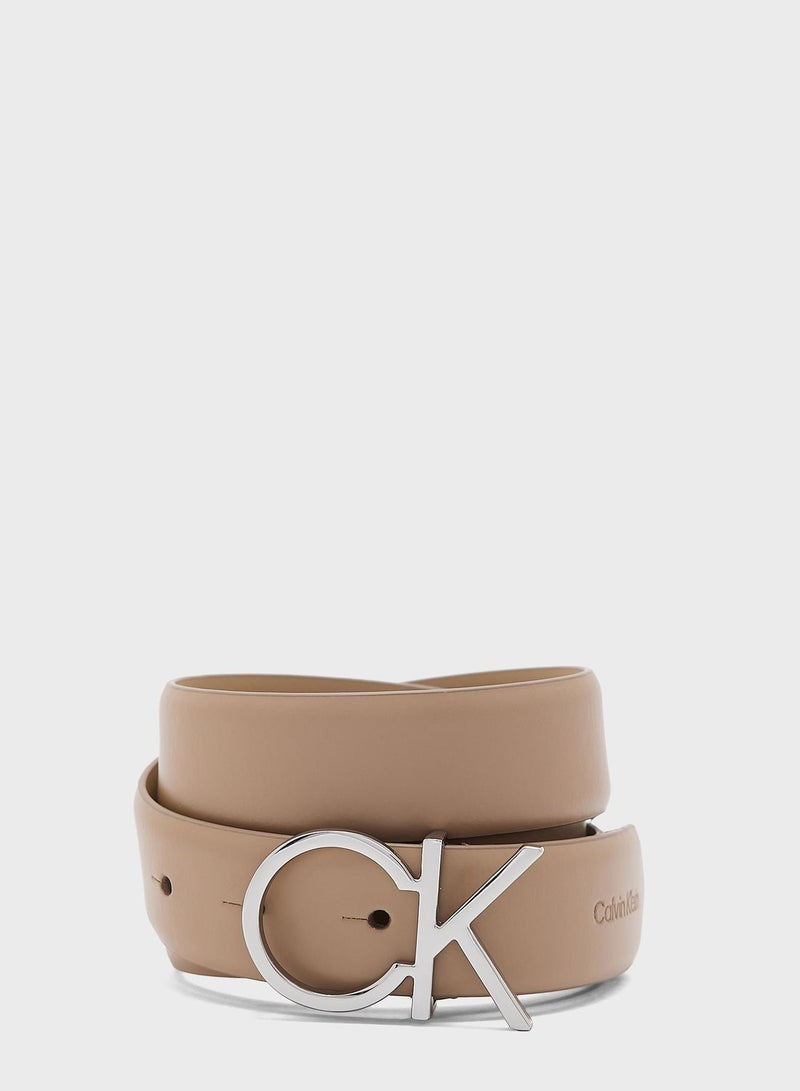 Logo Detailed Allocated Hole Buckle Belt