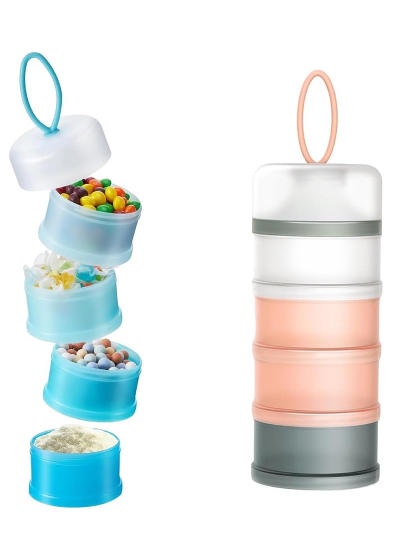 4 Layers Baby Milk Powder Dispenser Portable Formula Container Stackable Non Spill Formula Holder Travel Baby Feeding Food Container Kids Snack Storage Dispenser Infant Milk Powder Box-Pink