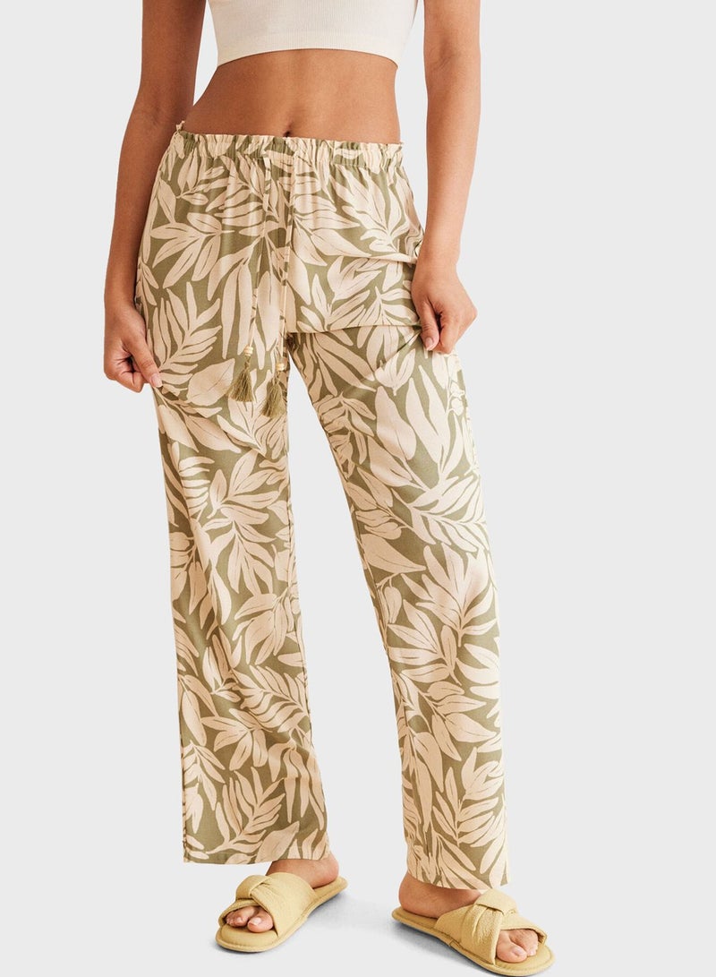 Pyjama Pants With Leaf Print